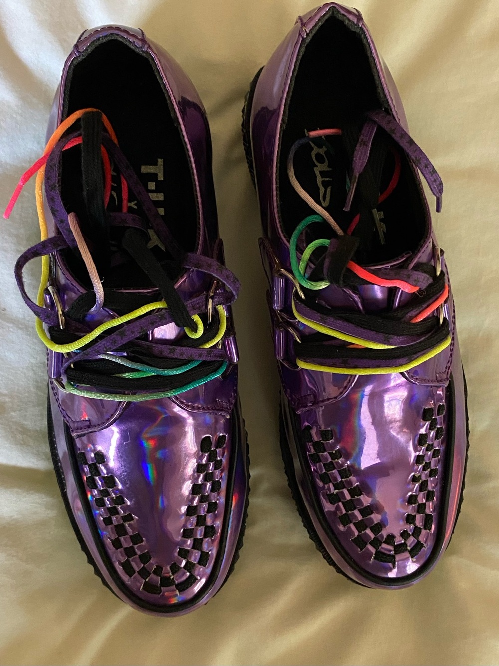 T.U.K. X Dolls Kill Iridescent Purple Creepers Platform Pastel Goth Size W8 M6